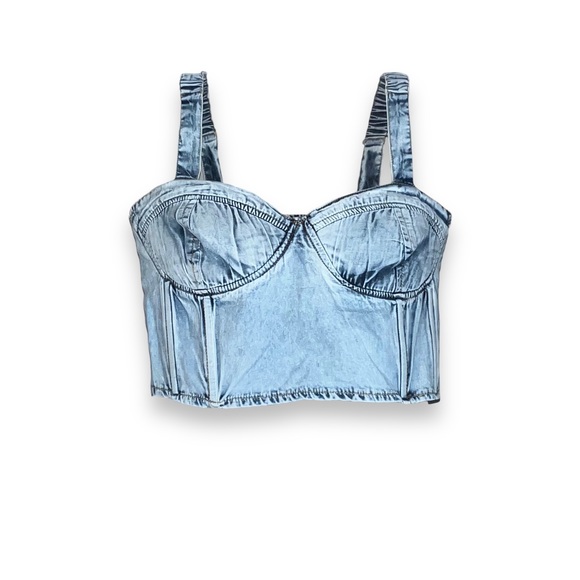 NEW Live 4 Truth Jean Cropped Tank Top Scrunched Back Women’s Size Small - Picture 2 of 8